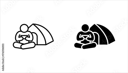 Homeless shelter linear icon set. Temporary residence for homeless individuals and families. vector illustration on white background