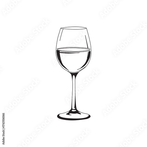Wine glass drawing vintage line illustration vector art
