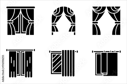 curtain icon set. decoration sign for mobile concept and web design. vector illustration on white background