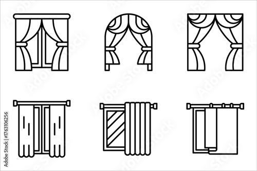 curtain icon set. decoration sign for mobile concept and web design. vector illustration on white background