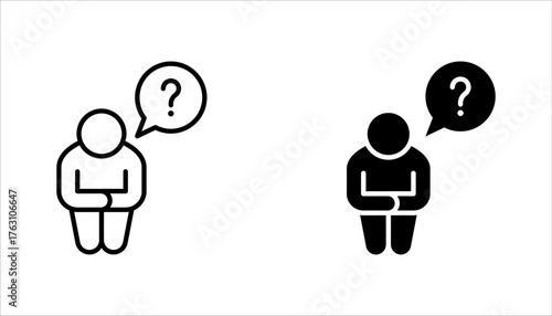 Worry linear icon set. Emotional stress, anxiety thin line, vector illustration on white background