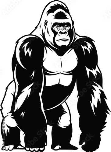 Powerful gorilla artwork majestic primate majestic ape fierce wild animal strength symbol flat design vector illustration isolated on transparent background