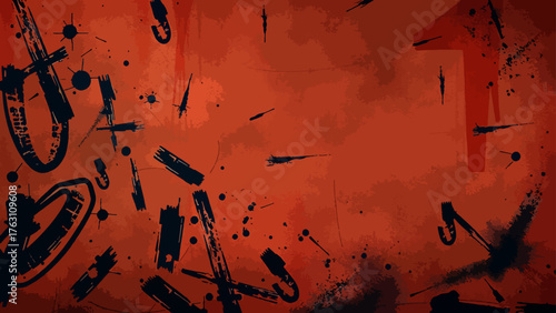 Abstract Expressionist Street Art Splatter: Energetic Composition of Neon Orange, Hot Pink, and Black Paint Drips. Urban Graffiti Bold, High-Contrast Digital and Modern Artwork