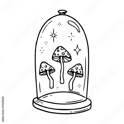 fantasy cottage core fungi dome illustration