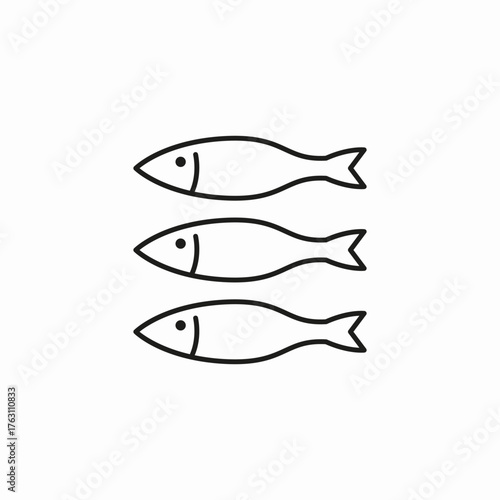 three small fish icon sign vector