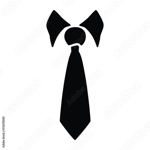 necktie black graphic icon of a classic with a visible knot and collar detail.