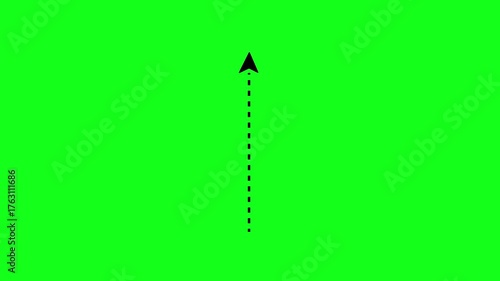 dotted line up arrow animation, dotted arrow line running on green screen