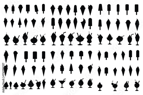 Collection of black ice cream and popsicle silhouettes