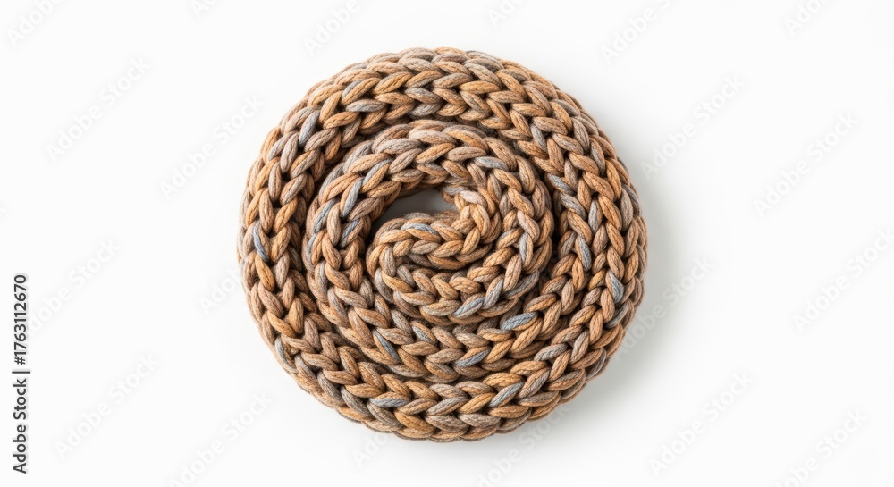 Obraz premium Spiral pattern of braided rope on white background