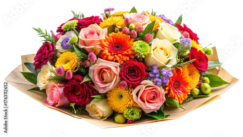 bright-bouquet-of-fresh-flowers-for-romantic isolated on white background