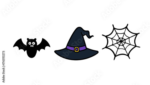 Halloween Spooky Icon Set – 6 Black Pumpkin Icons in Minimal Silhouette Style