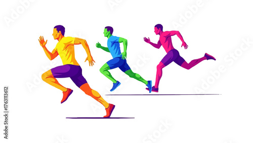 Colorful Running Men Silhouette Illustration – Dynamic Abstract Sports Concept Design
