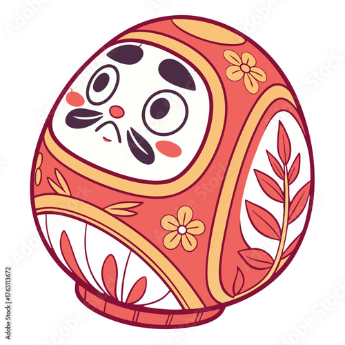 Japanese Daruma Festival Vector Illustration. Perfect for cultural icons, lucky charm visuals