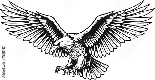 Majestic eagle in flight detailed drawing majestic bird of prey icon silhouette symbolism freedom flat design vector illustration isolated on transparent background