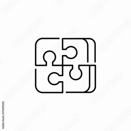 connected puzzle pieces icon sign vector