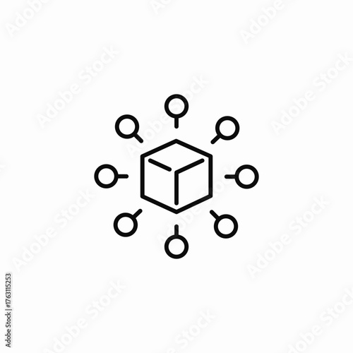decentralized network cube icon sign vector