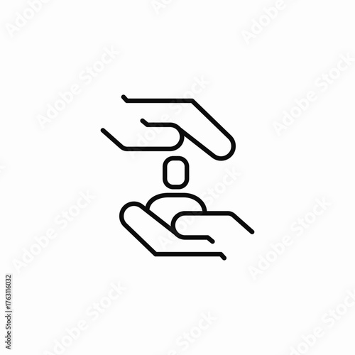 hands protecting person icon sign vector