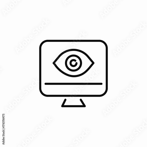 monitor eye view icon sign vector