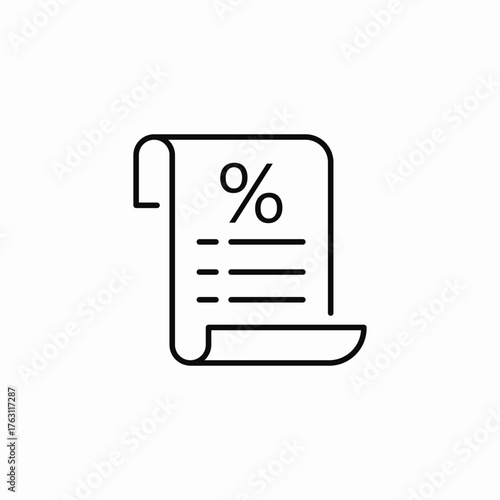 scroll document percent icon sign vector