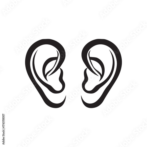 Ear black outline icon human health sound nose design.