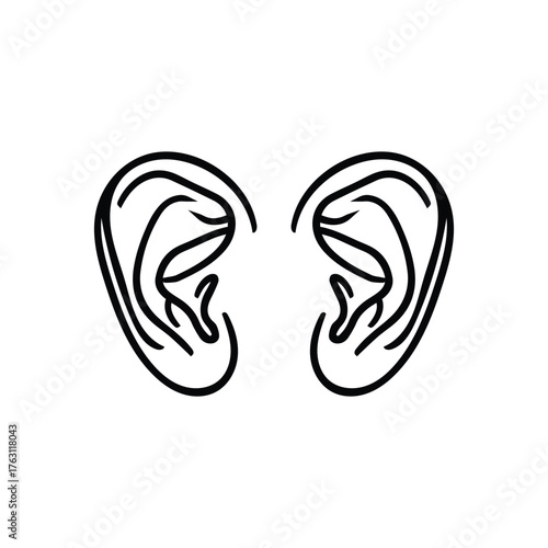 Ear black outline icon human health sound nose design.