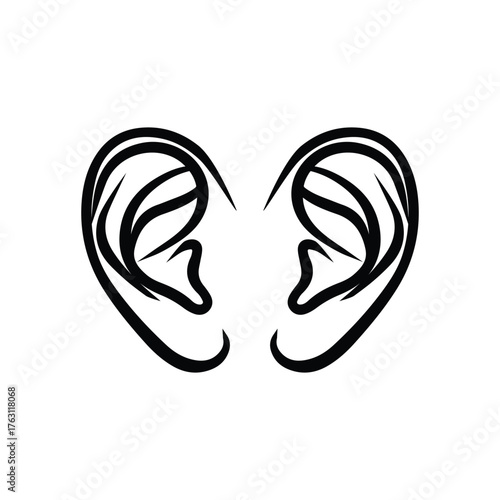 Ear black outline icon human health sound nose design.