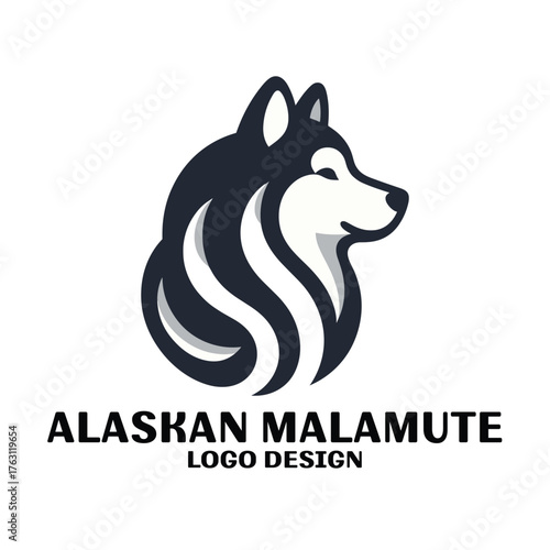 Alaskan Malamute Vector Logo Design
