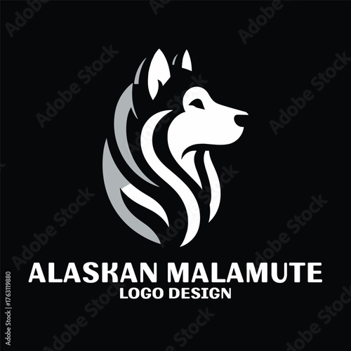Alaskan Malamute Vector Logo Design