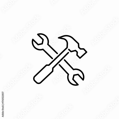 crossed tools repair icon sign vector