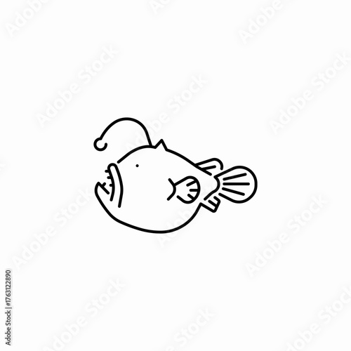 deepsea angler fish icon sign vector