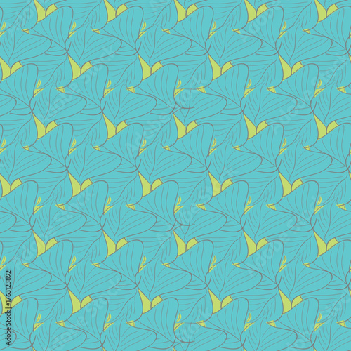 Seamless leaf pattern. Tropical leves wallpaper. Endless background. Vector hand drawn design for fabric, textile, wallpaper, poster, cover, invitation. Trendy print. Ornament with twigs.