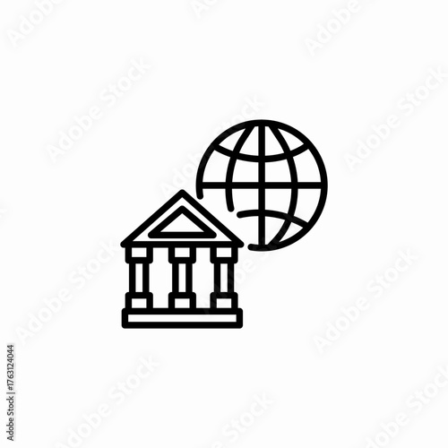 global bank building icon sign vector