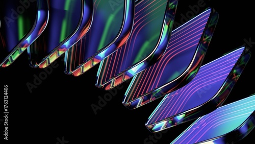 Wallpaper Mural Abstract iridescent glass blocks on a black background, 3d render Torontodigital.ca