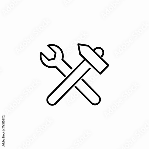 hammer and wrench icon sign vector
