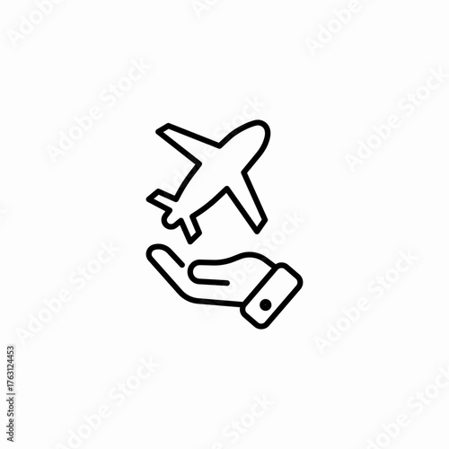 hand airplane travel icon sign vector