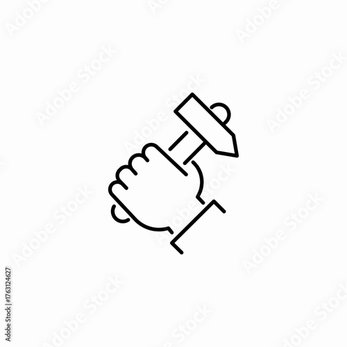 hand holding hammer icon sign vector