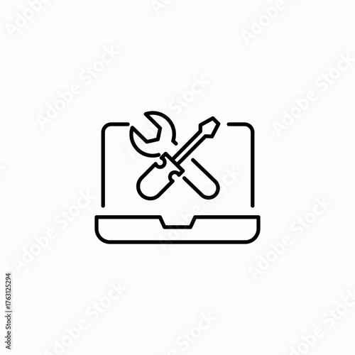 laptop repair service icon sign vector