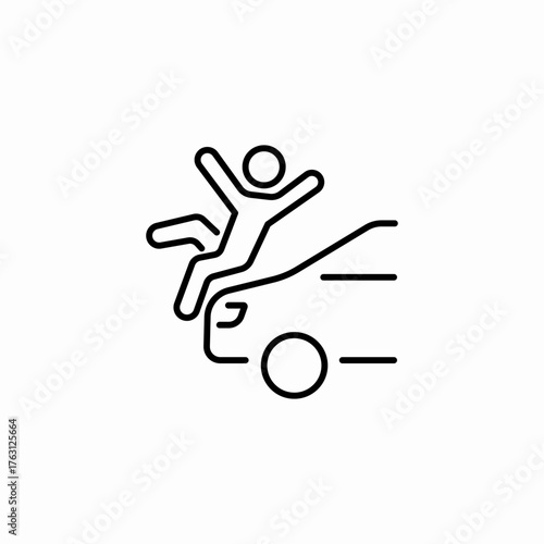 man falling offcar icon sign vector