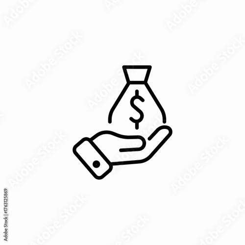 money bag hand icon sign vector