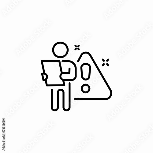person holding warning icon sign vector