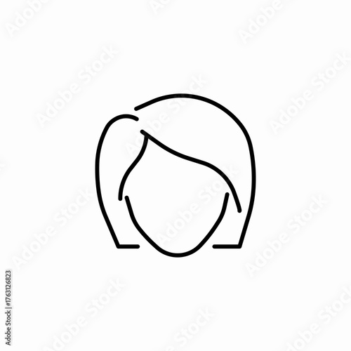 short bob haircut swoop icon sign vector