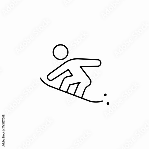 snowboarder riding slope icon sign vector