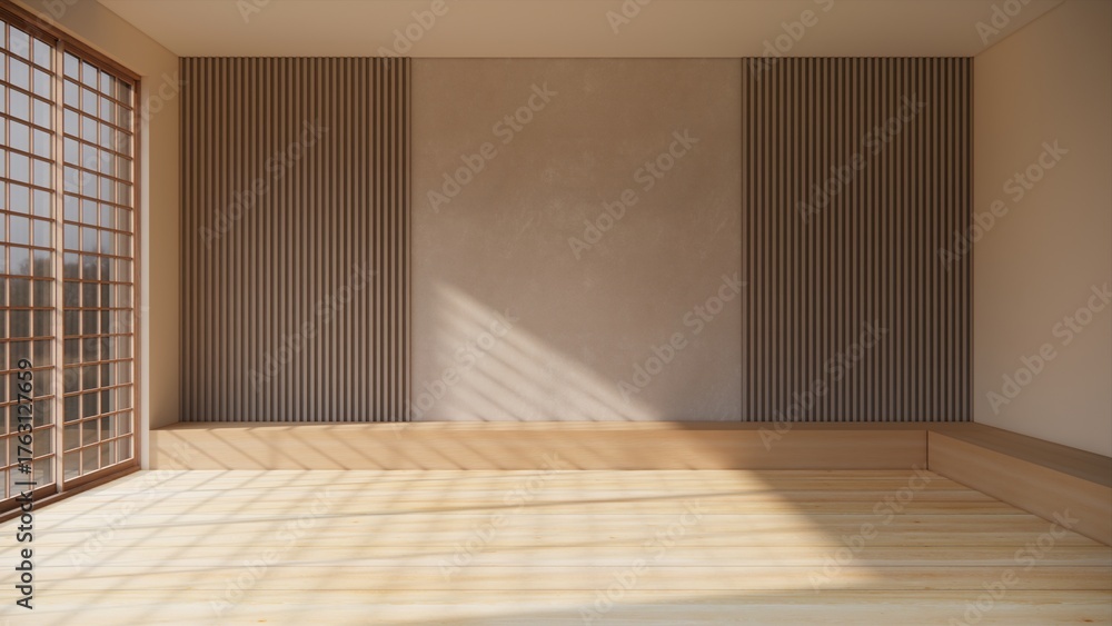 Obraz premium empty room with wooden floor