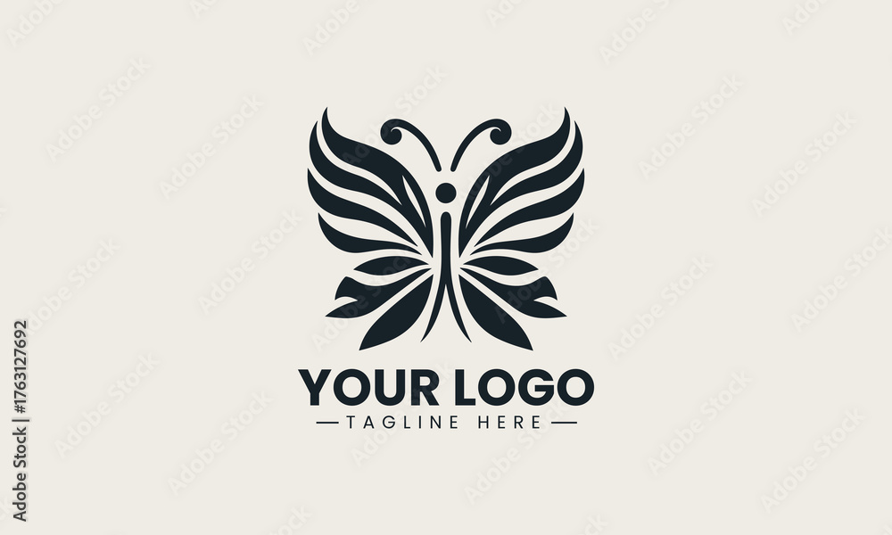 Fototapeta premium Iconic butterfly logo representing freedom and elegance in minimalist modern vector illustration design