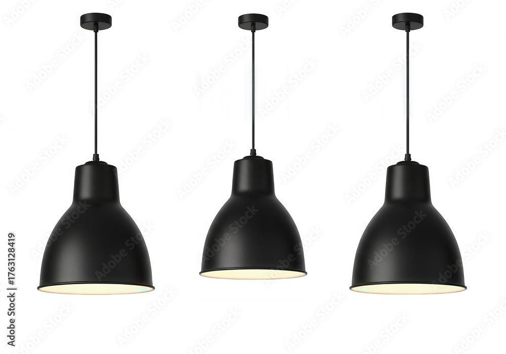 Naklejka premium Black pendant lamps hanging lights isolated on a transparent background