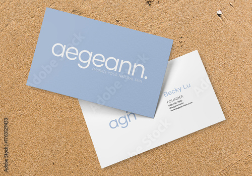 Elegant Business Cards On Sand Mockup PSD