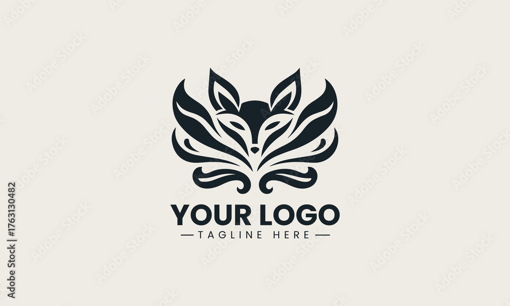 Obraz premium Butterfly fox logo combining animal and insect elements in minimalist vector design illustration