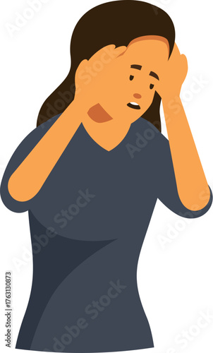 Young woman is suffering from headache, migraine, stress, mental disorder, emotional pressure, psychological problems