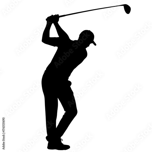 golf, golfer, silhouette, swing, sport, athlete, activity, outdoor, recreation, leisure, club, ball, green, fairway, hole, tee, driving, putt, chipping, downswing, follow-through, concentration, focus