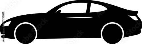 Sleek black car silhouette ready to hit the road, perfect for automotive designs and branding. Simple, powerful vector graphic for modern transportation themes.